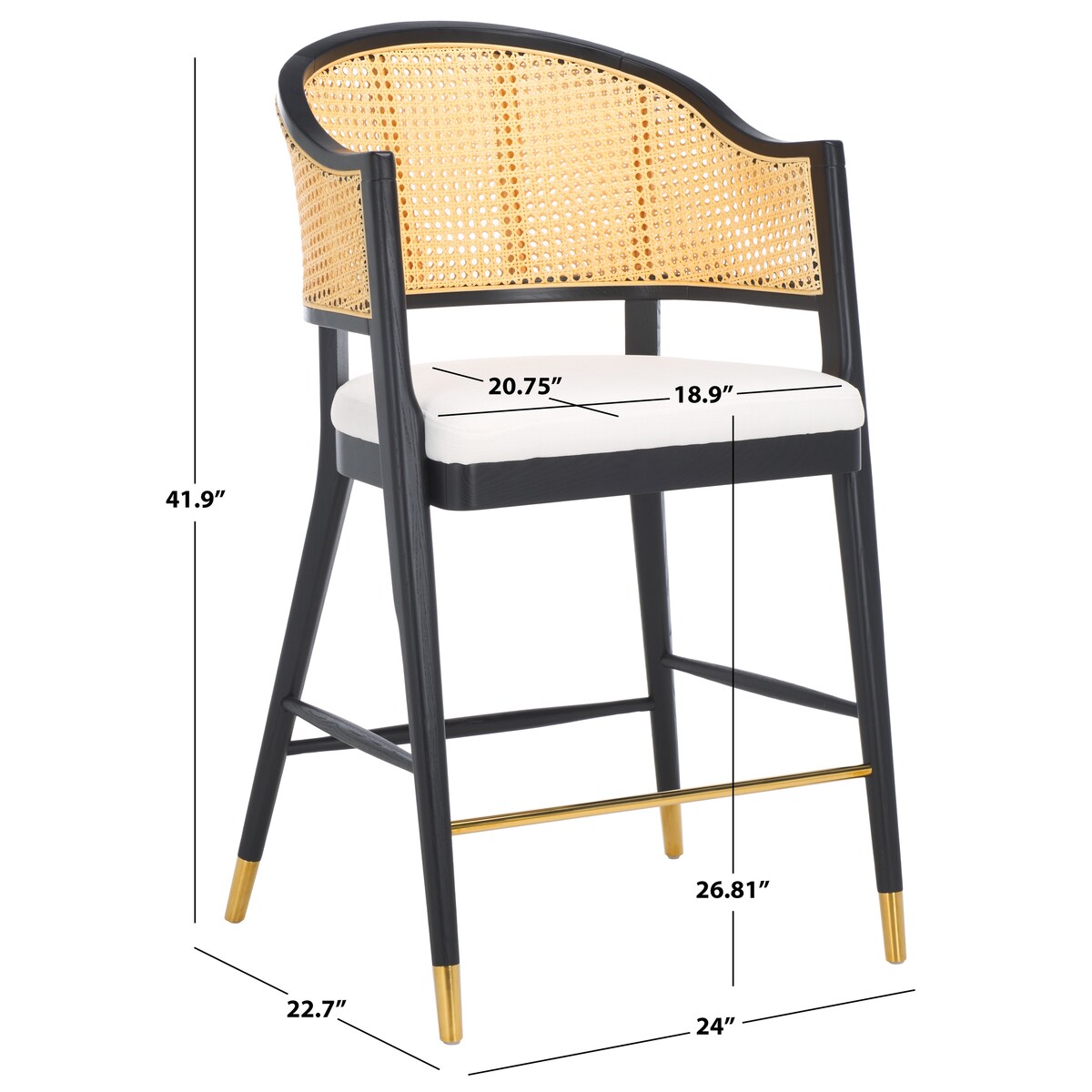 SAFAVIEH Couture Rogue Rattan 27-inch Barstool - 24Wx23Dx42H