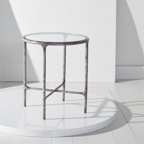 SAFAVIEH Couture Saliha Forged Metal Round End Table - 18" W x 18" L x 20" H - 18Wx18Dx20H