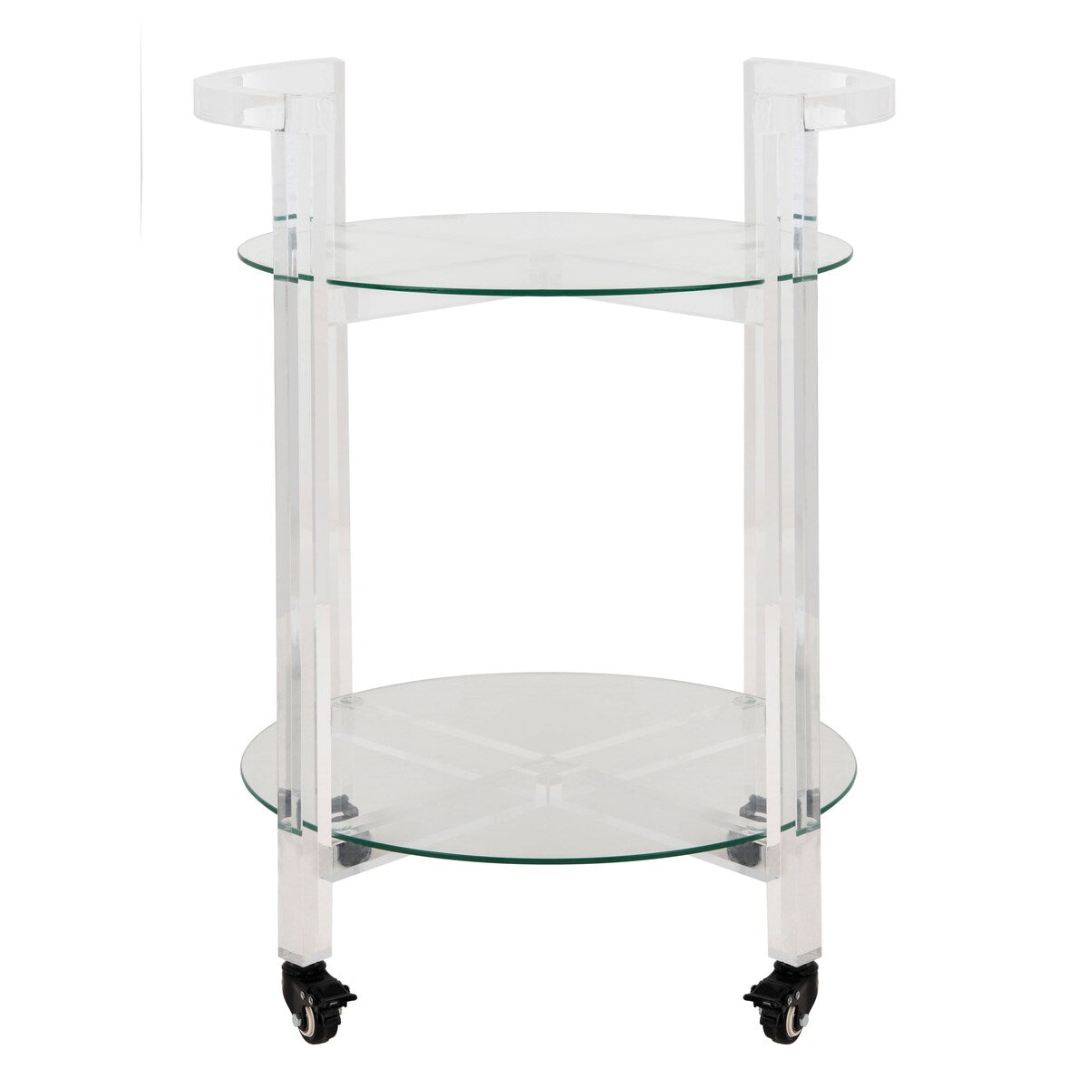 SAFAVIEH Couture Sascho 2-Tier Acrylic Bar Cart - Clear - 23" W x 20" L x 30" H - 23Wx20Dx28H