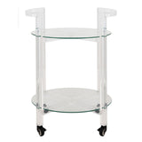 SAFAVIEH Couture Sascho 2-Tier Acrylic Bar Cart - Clear - 23" W x 20" L x 30" H - 23Wx20Dx28H