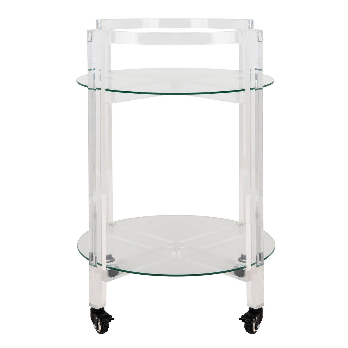 SAFAVIEH Couture Sascho 2-Tier Acrylic Bar Cart - Clear - 23" W x 20" L x 30" H - 23Wx20Dx28H