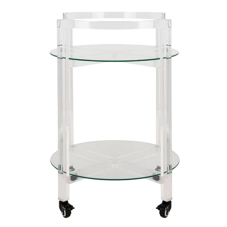 SAFAVIEH Couture Sascho 2-Tier Acrylic Bar Cart - Clear - 23" W x 20" L x 30" H - 23Wx20Dx28H