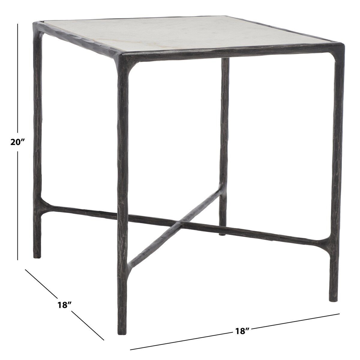 SAFAVIEH Couture Saturna Forged Metal Square End Table - 18" W x 18" L x 20" H - 18Wx18Dx20H