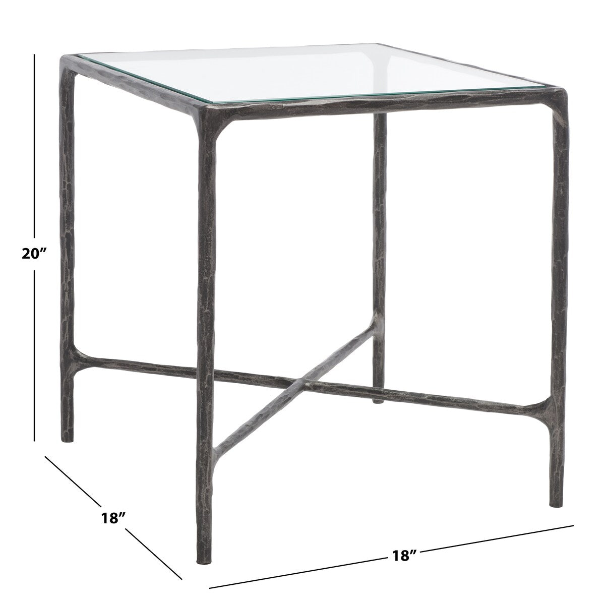 SAFAVIEH Couture Saturna Forged Metal Square End Table - 18" W x 18" L x 20" H - 18Wx18Dx20H