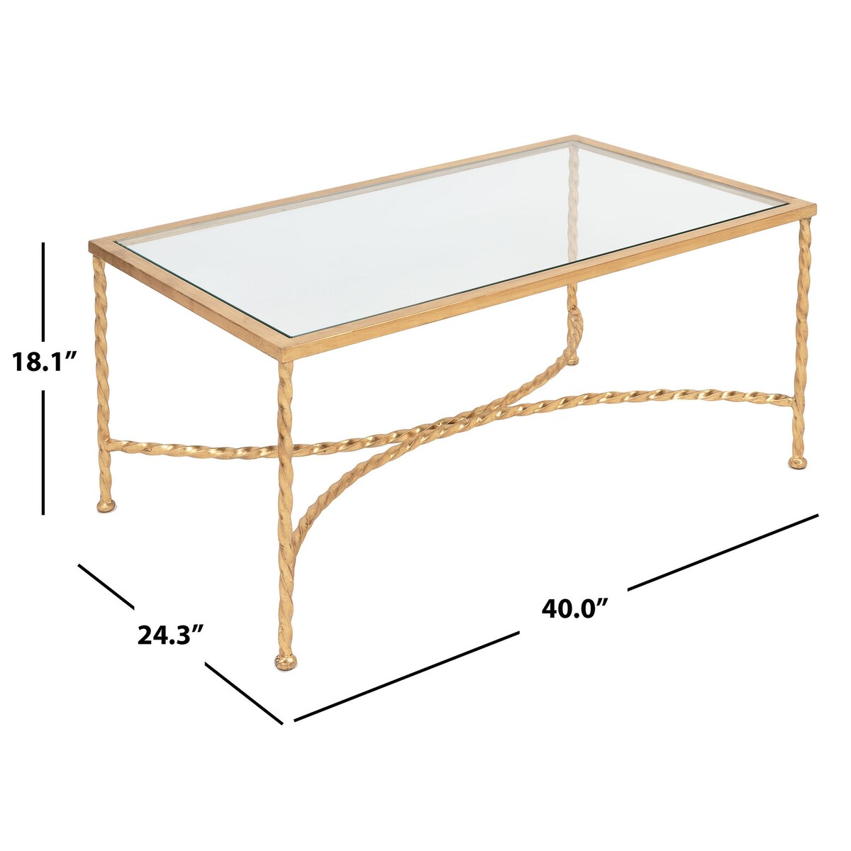 SAFAVIEH Couture Sedighe Glass Coffee Table - 40" W x 24" D x 18" H - 40Wx24Dx18H