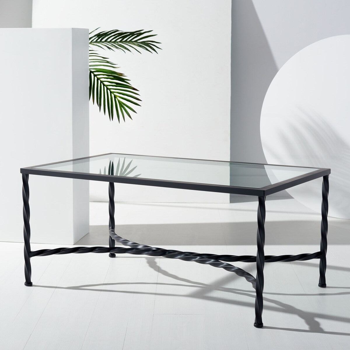 SAFAVIEH Couture Sedighe Glass Coffee Table - 40" W x 24" D x 18" H - 40Wx24Dx18H