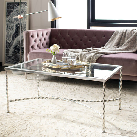 SAFAVIEH Couture Sedighe Glass Coffee Table - 40" W x 24" D x 18" H - 40Wx24Dx18H