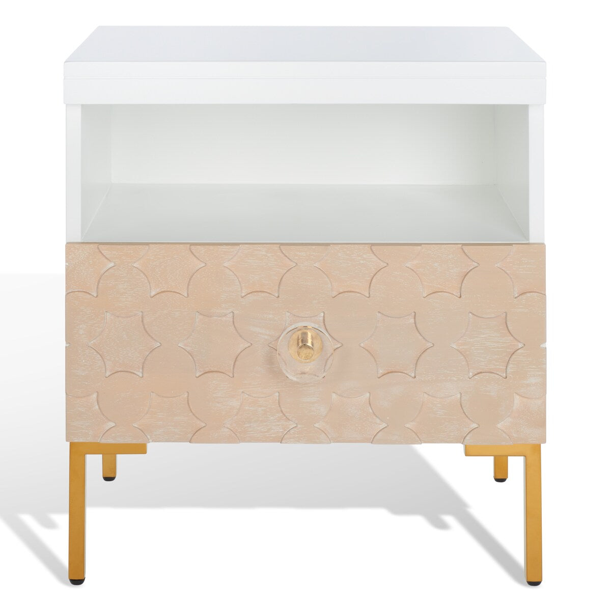 SAFAVIEH Couture Shailee 1 Drawer Side Table - 22" W x 16.1" L x 24" H - 22Wx16Dx24H