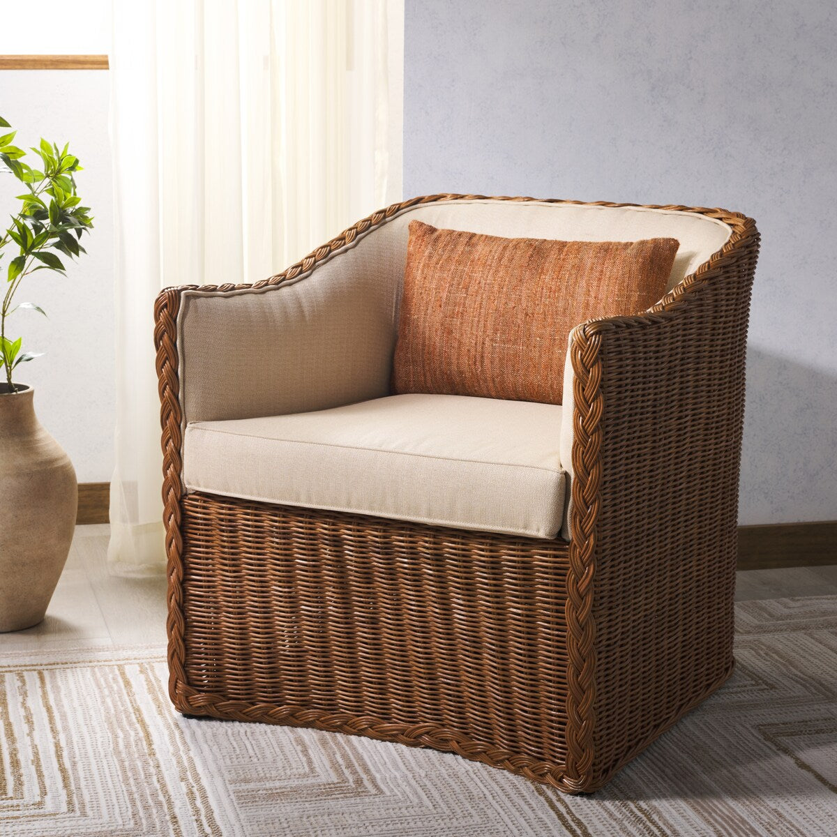 SAFAVIEH Couture Sharon Rattan Accent Chair - 28Wx29Dx30H