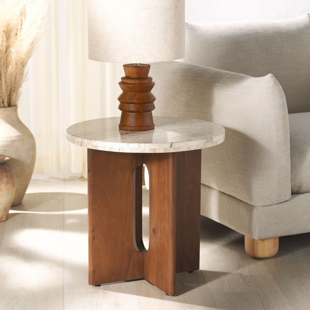 SAFAVIEH Couture Shayna Travertine Accent Table - 20Wx20Dx20H