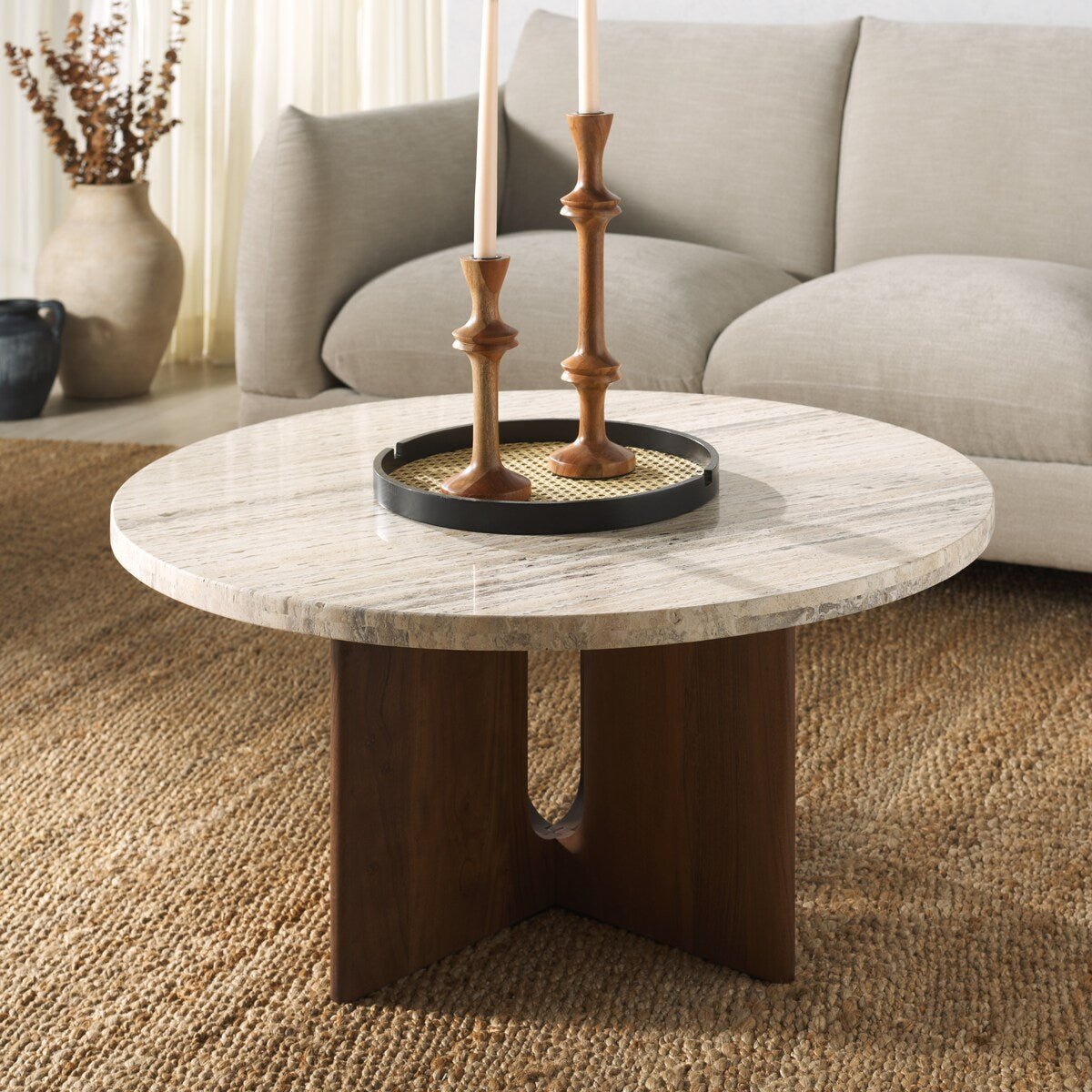 SAFAVIEH Couture Shayna Travertine Coffee Table - 35Wx35Dx17H