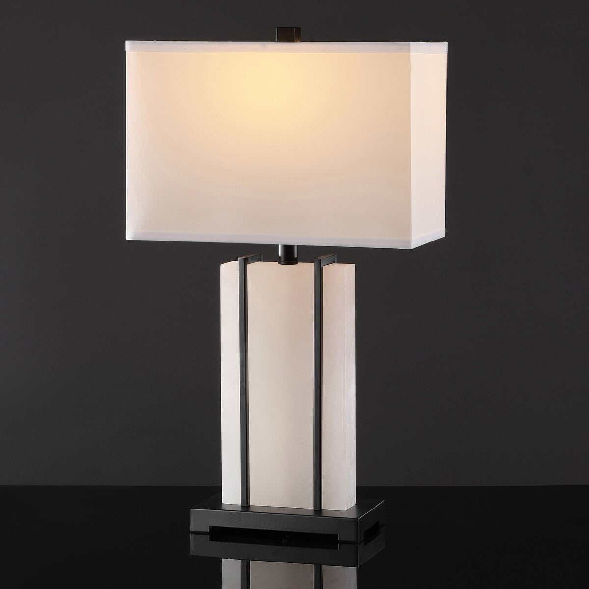 SAFAVIEH Couture Silvia 28" Alabaster Table Lamp - 15" W x 8" D x 28" H - 15Wx8Dx28H