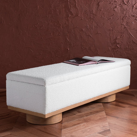 SAFAVIEH Couture Sunneva Boucle Storage Bench - 61 In. W x 20 In. D x 19 In. H - 61Wx20Dx19H