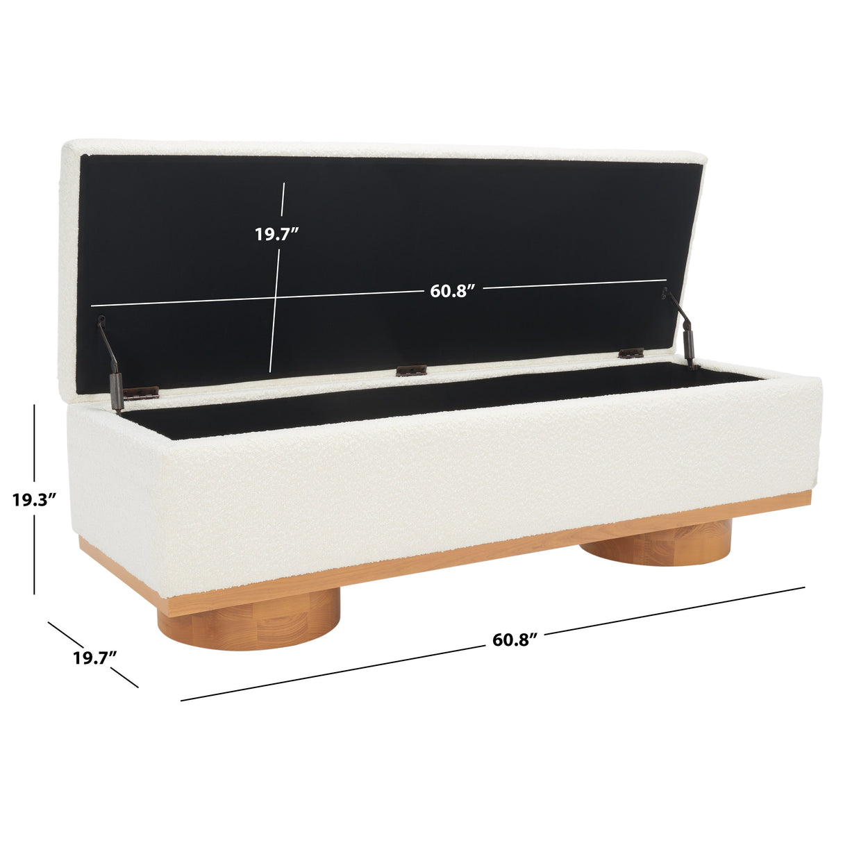 SAFAVIEH Couture Sunneva Boucle Storage Bench - 61 In. W x 20 In. D x 19 In. H - 61Wx20Dx19H