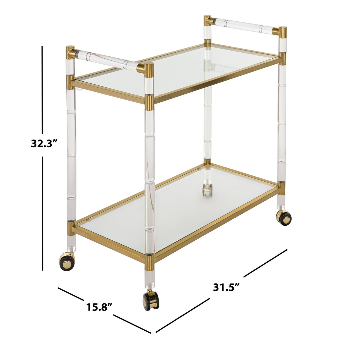 SAFAVIEH Couture Taisya Bronze Brass Bar Trolley - 32Wx16Dx32H