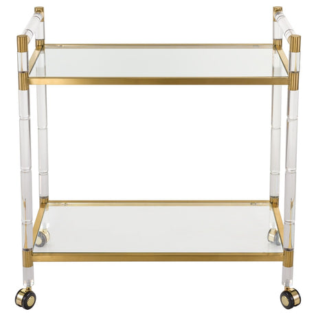 SAFAVIEH Couture Taisya Bronze Brass Bar Trolley - 32Wx16Dx32H