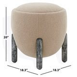 SAFAVIEH Couture Techiya Upholstered Ottoman (Fully Assembled) - 18 In W x 18 In D x 20 In H - 18Wx18Dx20H