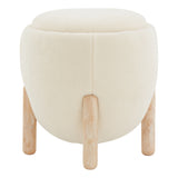 SAFAVIEH Couture Techiya Upholstered Ottoman (Fully Assembled) - 18 In W x 18 In D x 20 In H - 18Wx18Dx20H