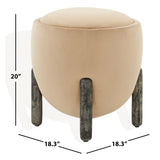 SAFAVIEH Couture Techiya Upholstered Ottoman (Fully Assembled) - 18 In W x 18 In D x 20 In H - 18Wx18Dx20H