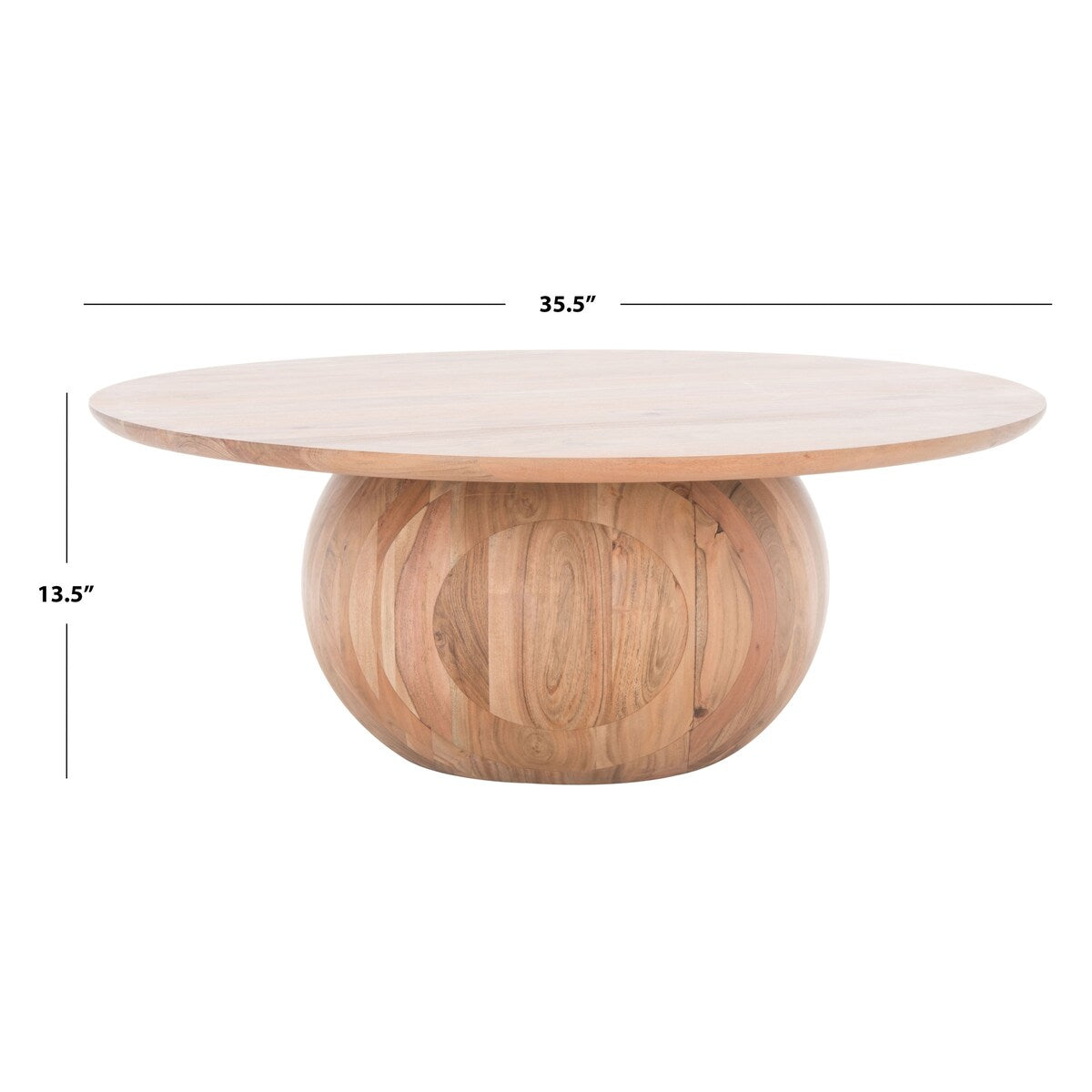 SAFAVIEH Couture Thelma Rd Wood Coffee Table - 35.5 In W x 35.5 In D x 13.5 In H - 36Wx36Dx14H