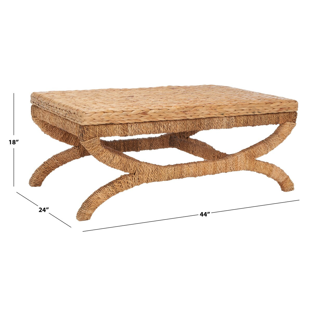 SAFAVIEH Couture Trajka Tropical Coastal Boho Water Hyacinth Coffee Table - 44 In. W x 24 In. D x 18 In. H - 44Wx24Dx18H