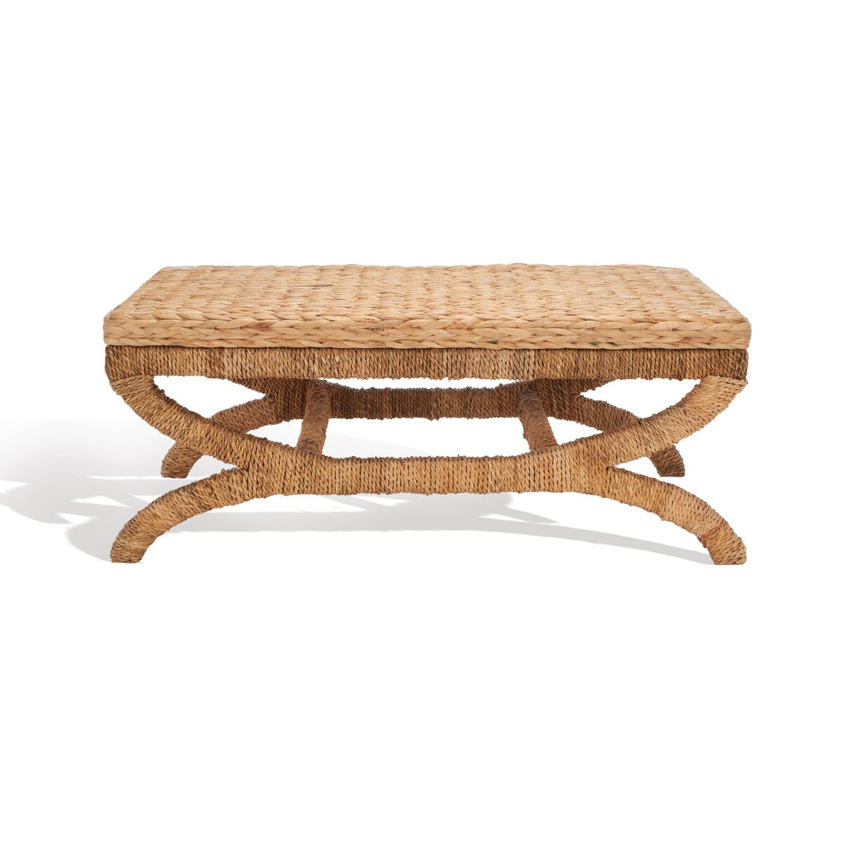 SAFAVIEH Couture Trajka Tropical Coastal Boho Water Hyacinth Coffee Table - 44 In. W x 24 In. D x 18 In. H - 44Wx24Dx18H