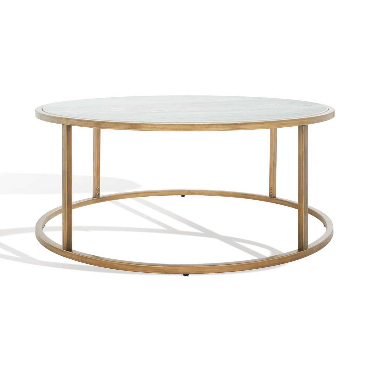 SAFAVIEH Couture Vangeliya Round Marble Coffee Table - 36 In W x 36 In D x 15 In H - 36Wx36Dx15H