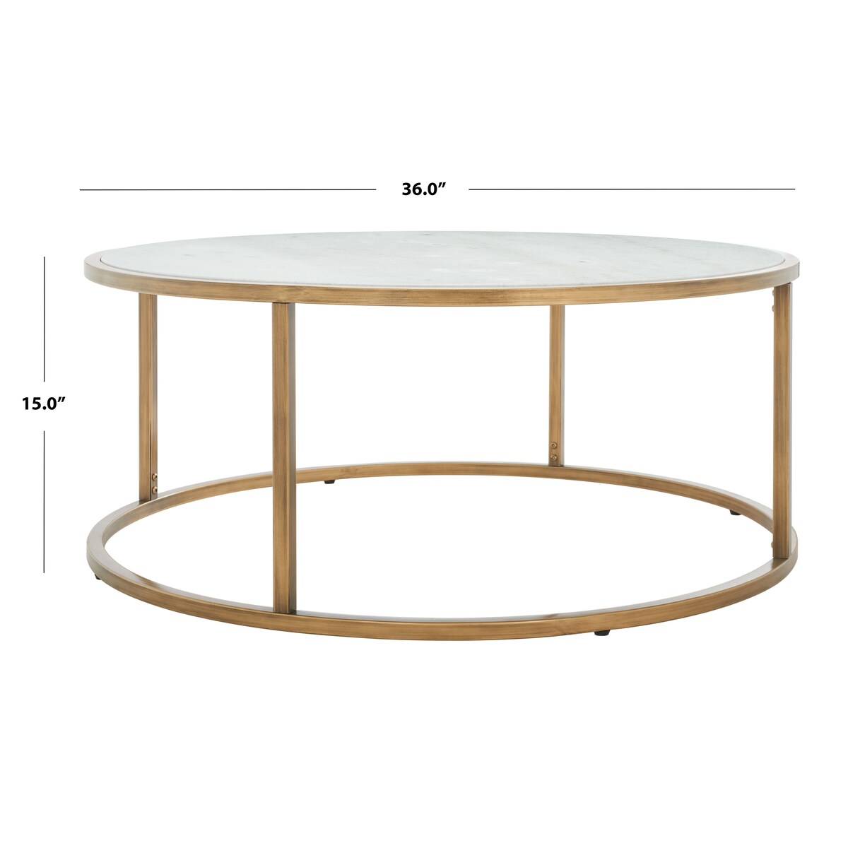 SAFAVIEH Couture Vangeliya Round Marble Coffee Table - 36 In W x 36 In D x 15 In H - 36Wx36Dx15H