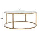 SAFAVIEH Couture Vangeliya Round Marble Coffee Table - 36 In W x 36 In D x 15 In H - 36Wx36Dx15H