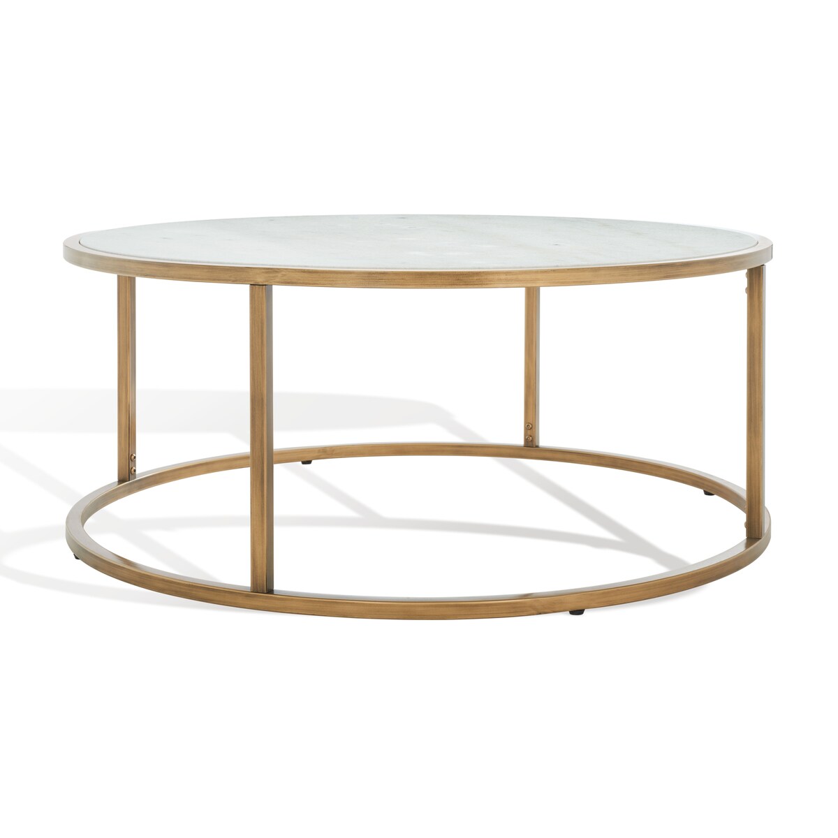 SAFAVIEH Couture Vangeliya Round Marble Coffee Table - 36 In W x 36 In D x 15 In H - 36Wx36Dx15H