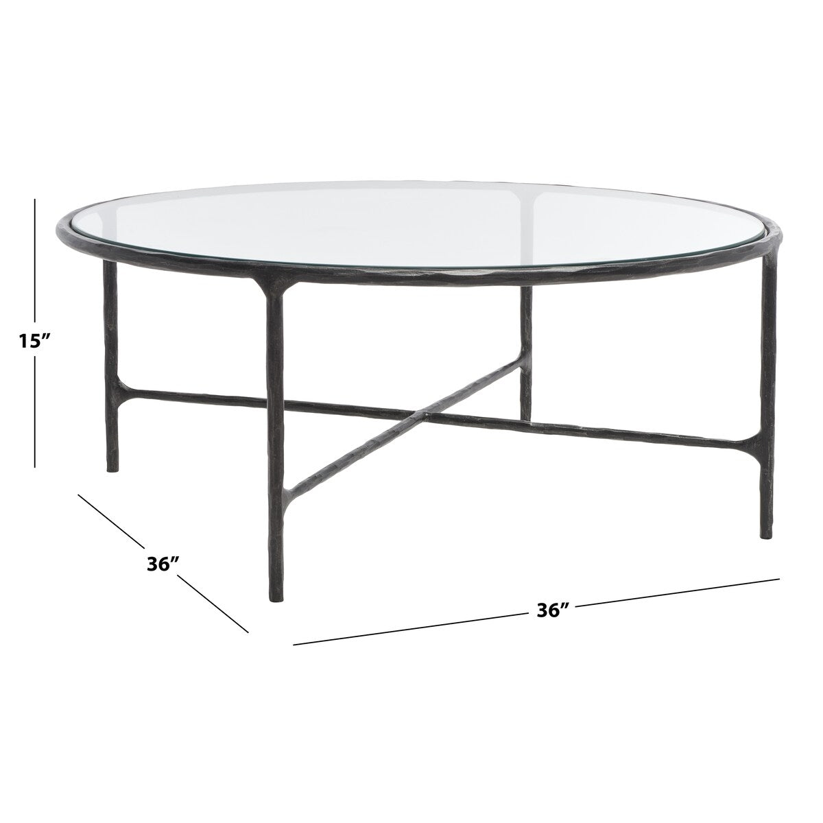 SAFAVIEH Couture Venanzia Round Metal Coffee Table - 36" W x 36" L x 15" H - 36Wx36Dx15H