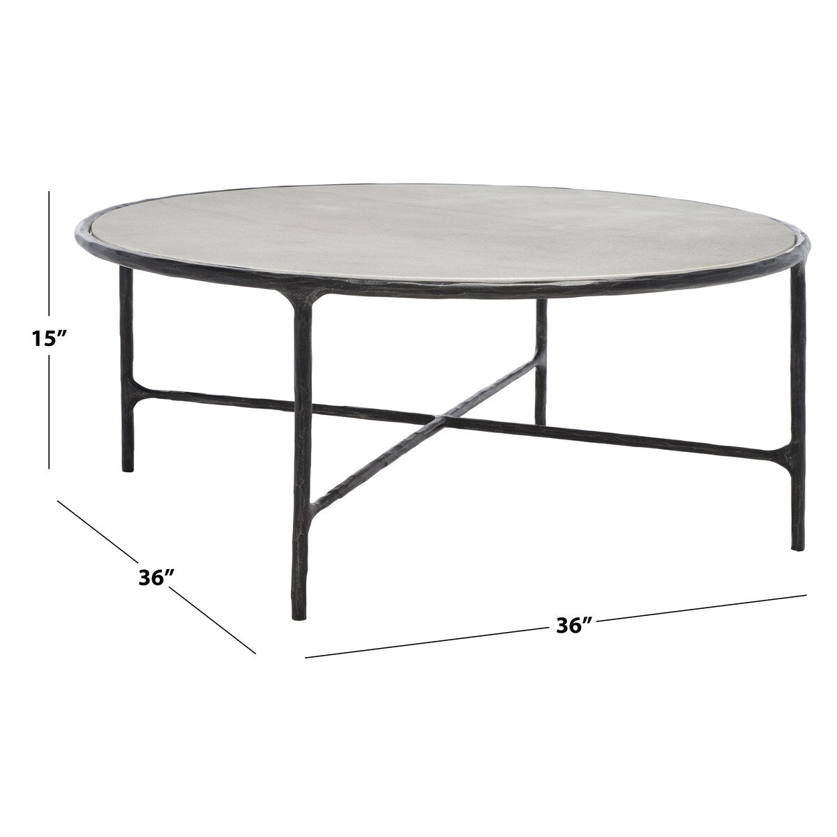 SAFAVIEH Couture Venanzia Round Metal Coffee Table - 36" W x 36" L x 15" H - 36Wx36Dx15H