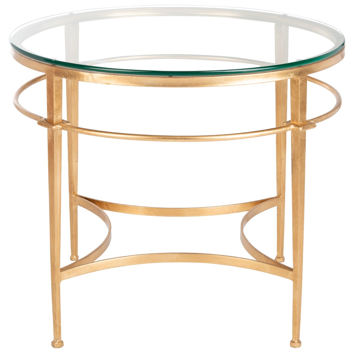 SAFAVIEH Couture Venie Round Antique Gold Glass Side Table - 27" W x 27" D x 23" H - 27Wx27Dx23H