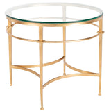 SAFAVIEH Couture Venie Round Antique Gold Glass Side Table - 27" W x 27" D x 23" H - 27Wx27Dx23H