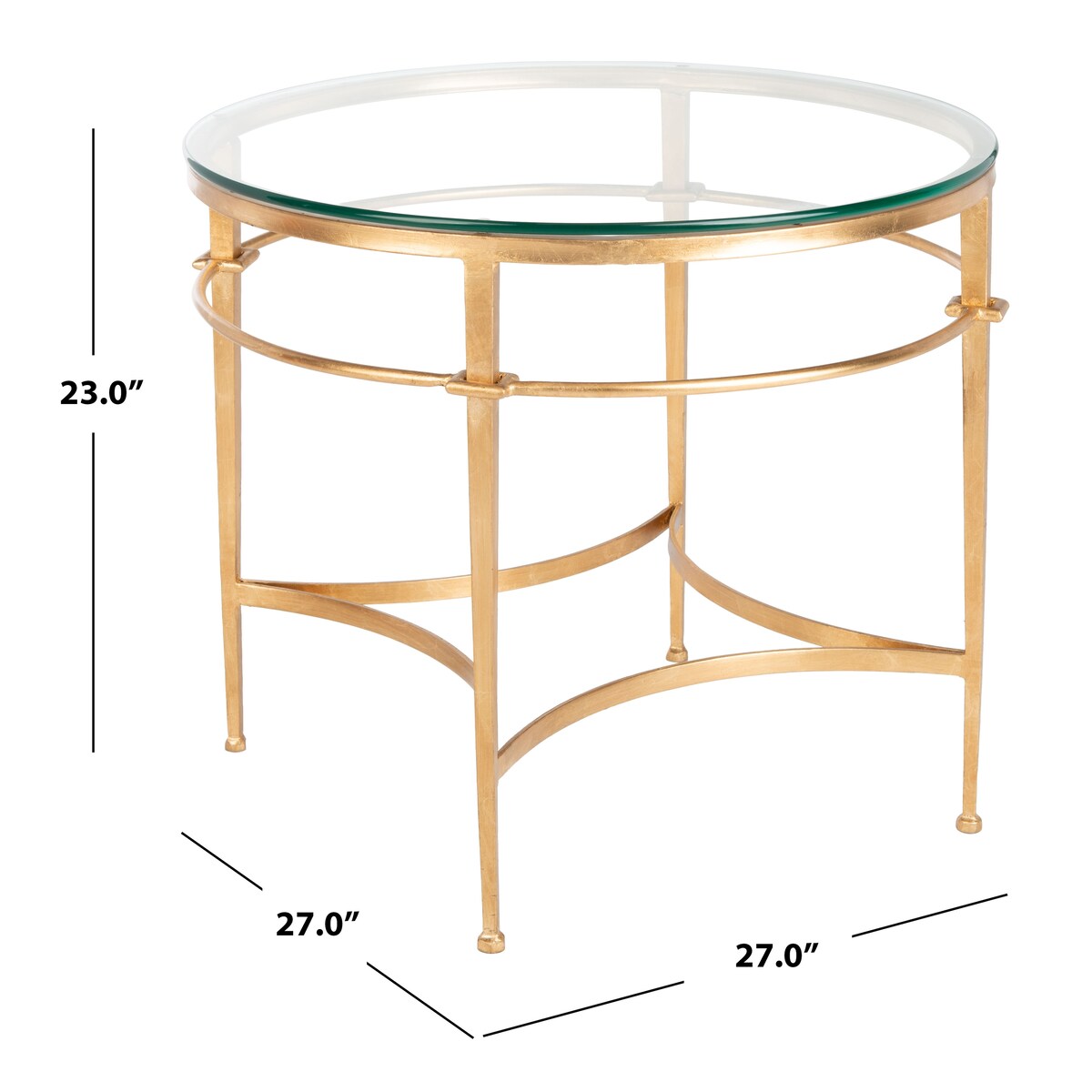 SAFAVIEH Couture Venie Round Antique Gold Glass Side Table - 27" W x 27" D x 23" H - 27Wx27Dx23H