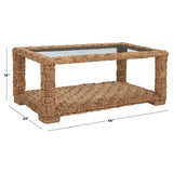 SAFAVIEH Couture Verlie Tropical Coastal Boho Water Hyacinth Coffee Table - 44 In. W x 24 In. D x 18 In. H - 44Wx24Dx18H