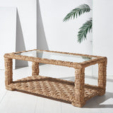 SAFAVIEH Couture Verlie Tropical Coastal Boho Water Hyacinth Coffee Table - 44 In. W x 24 In. D x 18 In. H - 44Wx24Dx18H