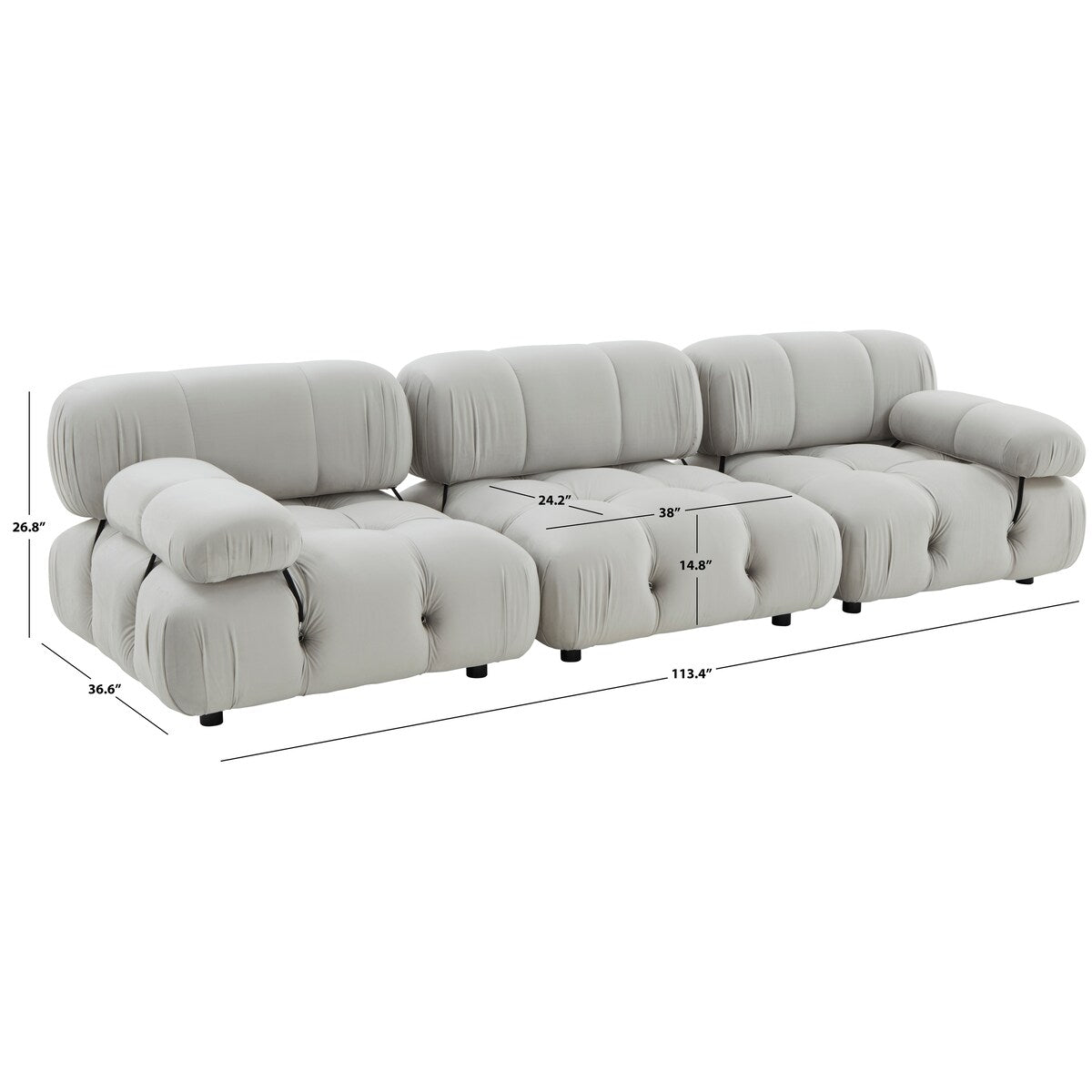 SAFAVIEH Couture Viorika Tufted Sofa - 113Wx37Dx27H