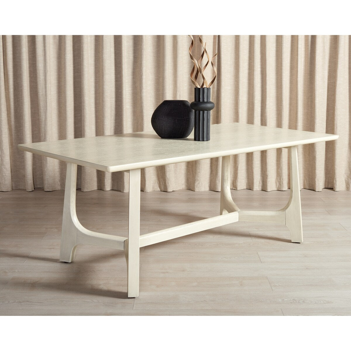 SAFAVIEH Couture Zakira Wood Rectangle Dining Table - 76 In W x 40 In D x 30 In H - 76Wx40Dx30H