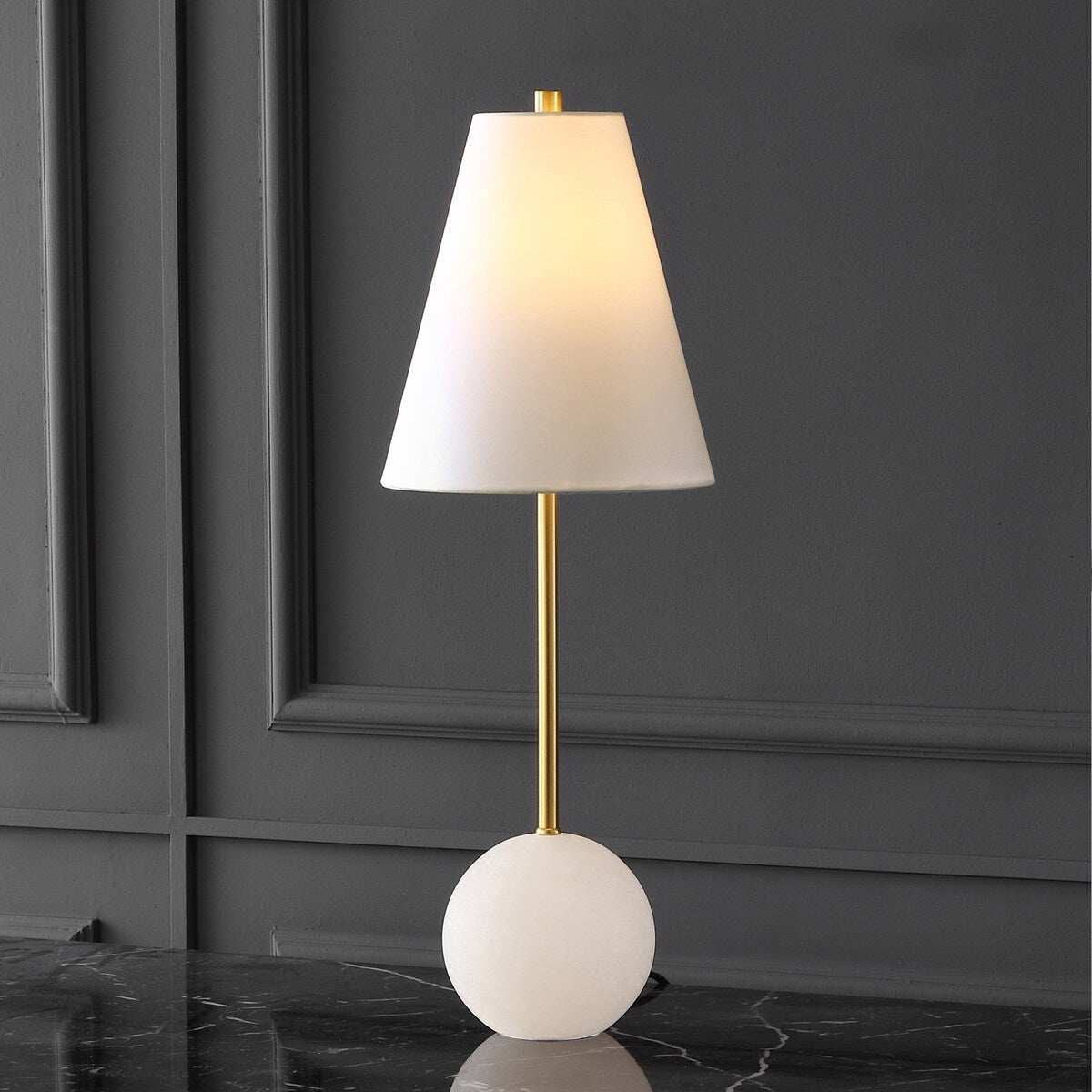 SAFAVIEH Couture Zelpha 26" Alabaster Table Lamp - 9" W x 9" D x 26" H - 9Wx9Dx26H