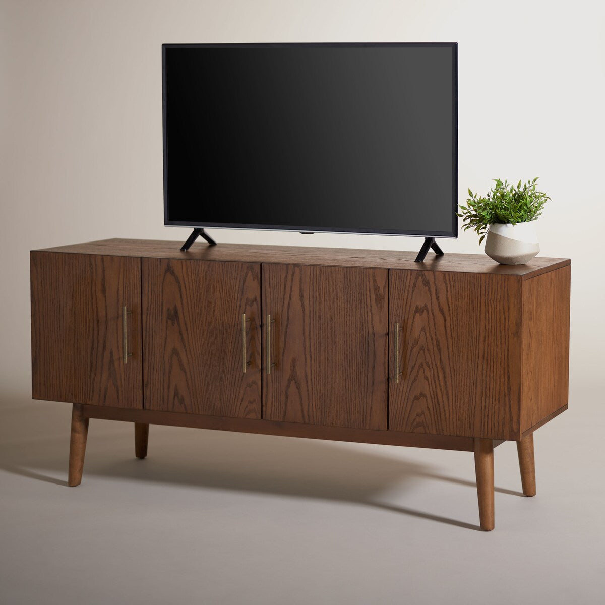 SAFAVIEH Couture Zhetchka Mid-Century 58-inch Storage TV Media Stand - 58" W x 18" L x 27" H - 58Wx18Dx27H