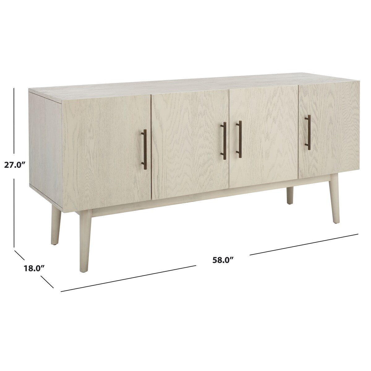 SAFAVIEH Couture Zhetchka Mid-Century 58-inch Storage TV Media Stand - 58" W x 18" L x 27" H - 58Wx18Dx27H