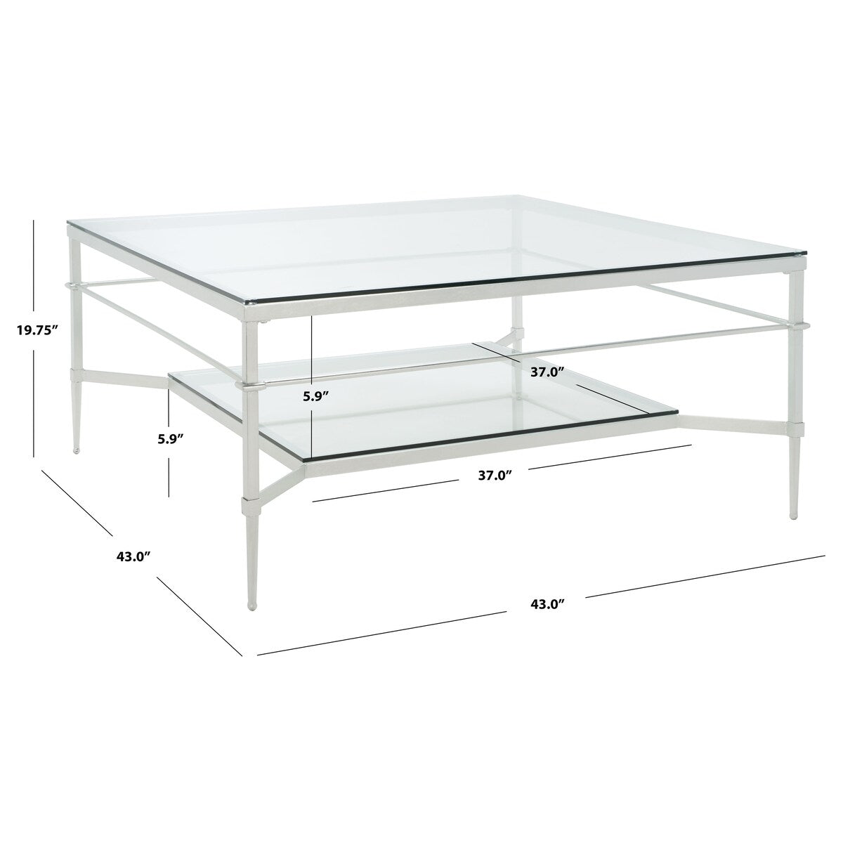 SAFAVIEH Couture Zilpha Cocktail Table - 43 In W x 43 In D x 20 In H - 43Wx43Dx20H