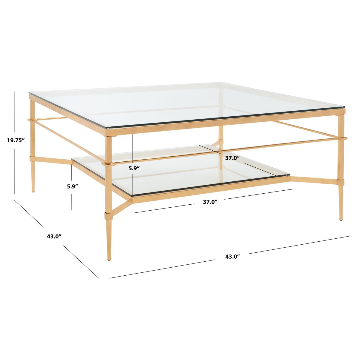 SAFAVIEH Couture Zilpha Cocktail Table - 43 In W x 43 In D x 20 In H - 43Wx43Dx20H