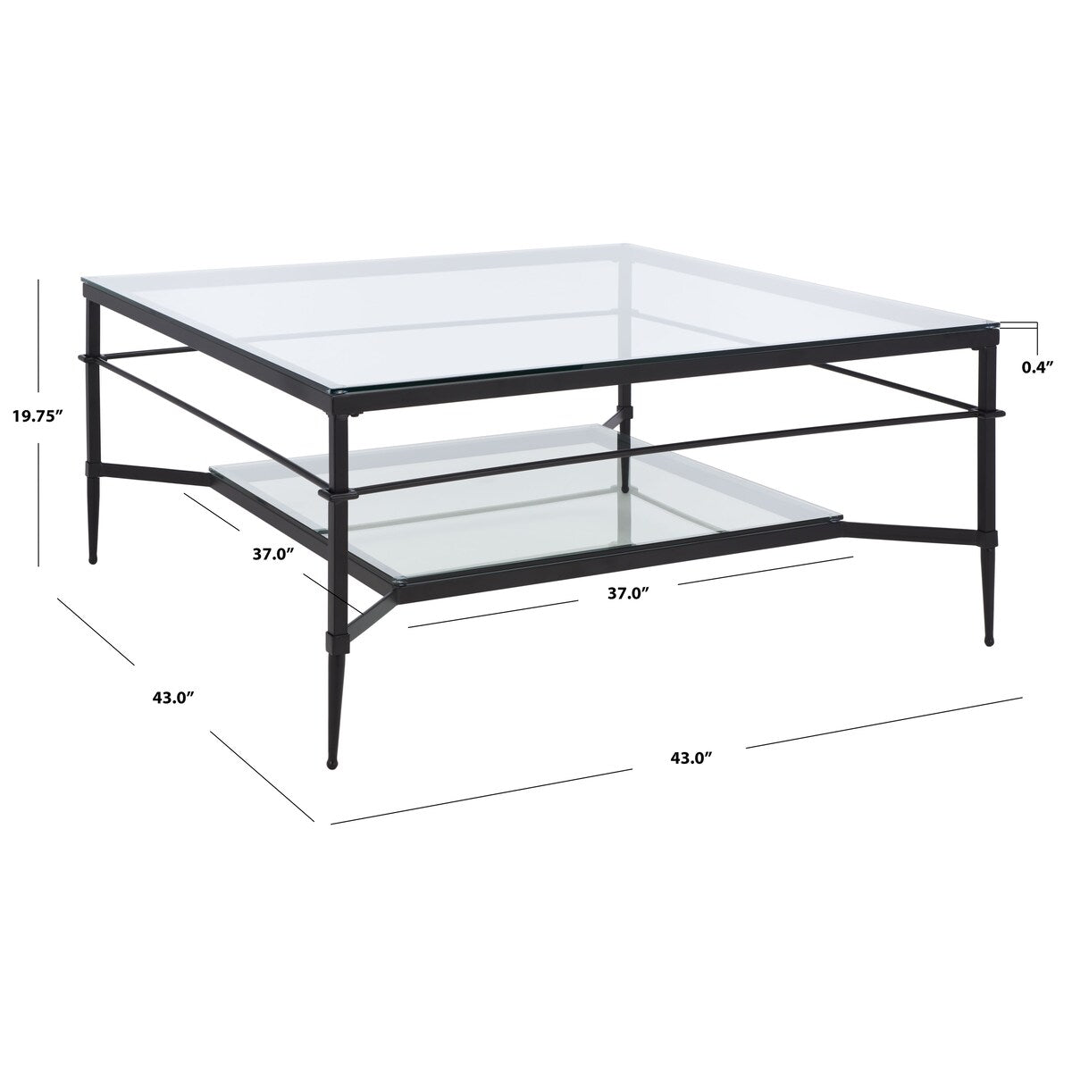 SAFAVIEH Couture Zilpha Cocktail Table - 43 In W x 43 In D x 20 In H - 43Wx43Dx20H