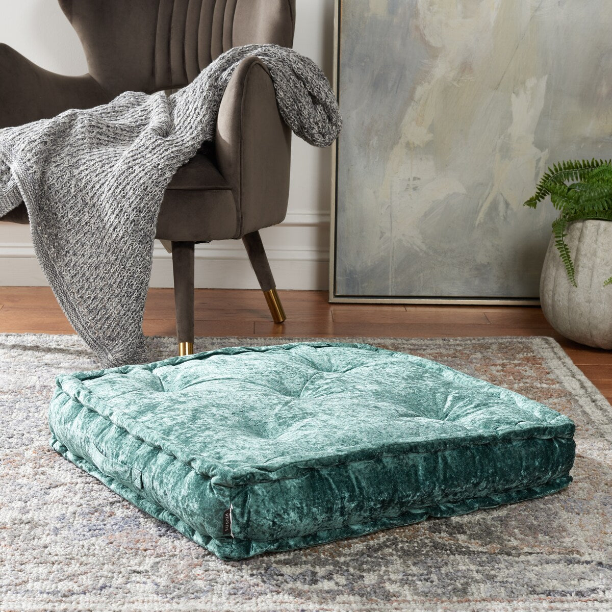 SAFAVIEH Crescenza Square Tufted Velvet Floor Pillow