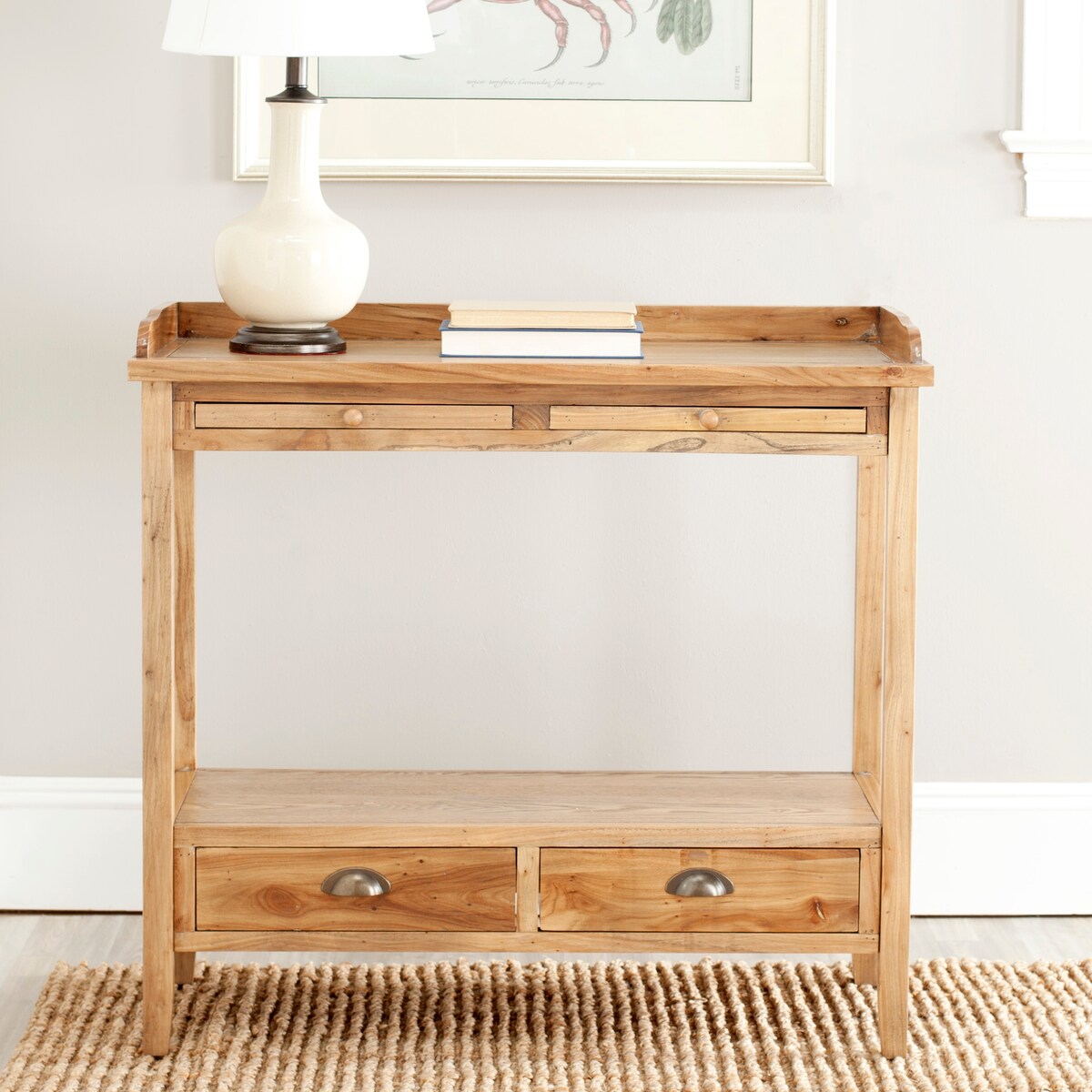 SAFAVIEH Cristele Pickled Oak Finish Console Table - 35.8" x 14.2" x 34.1" - 36Wx14Dx34H