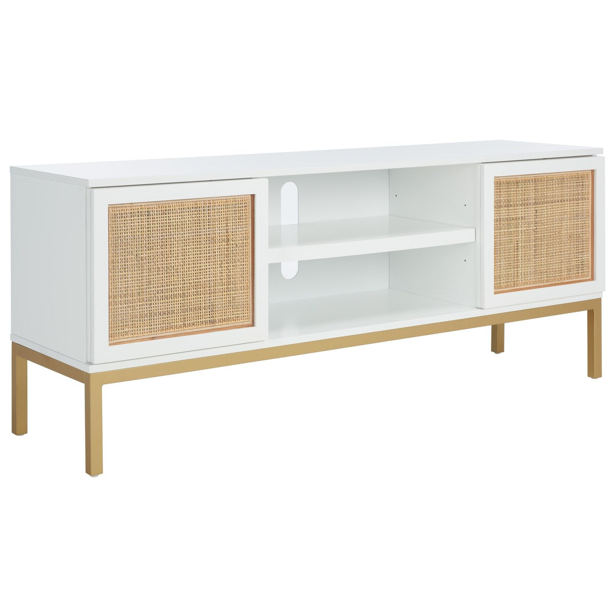 SAFAVIEH Cristen 1 Shelf Rattan Media Stand - 54" W x 15" D x 22" H - 54Wx15Dx22H