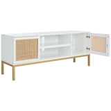 SAFAVIEH Cristen 1 Shelf Rattan Media Stand - 54" W x 15" D x 22" H - 54Wx15Dx22H