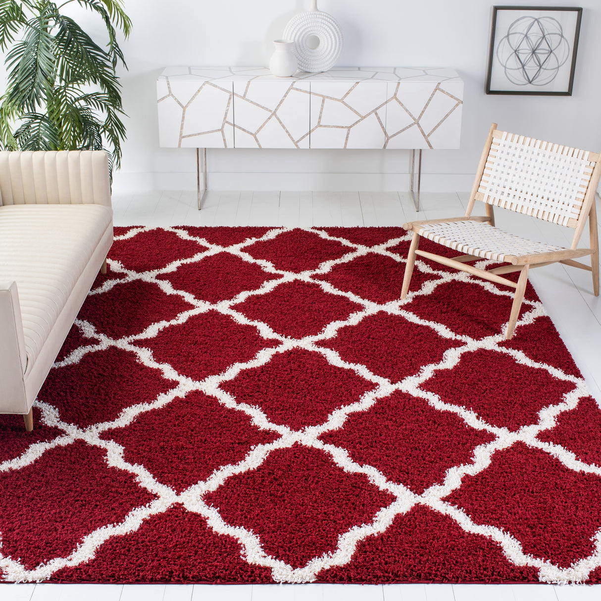 SAFAVIEH Dallas Shag Darina Trellis 1.5-inch Thick Rug